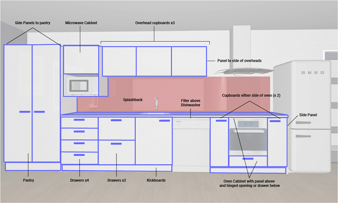 Diagram Straight Line Kitchen Illustrated Reduced 